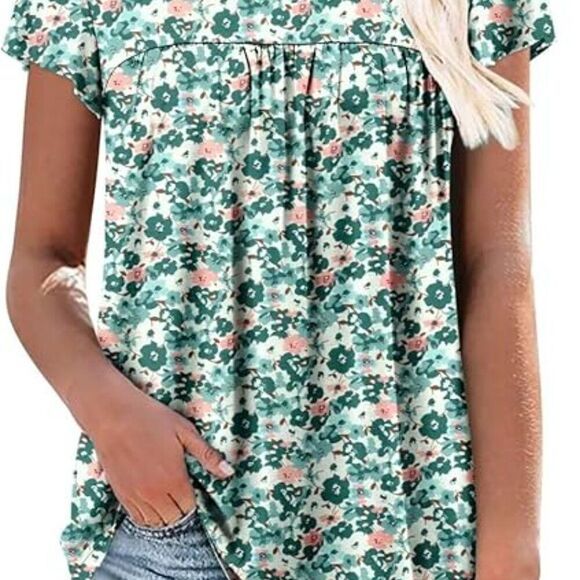 StunShow Womens T Shirts Ruffle Short Sleeve Tops Tunic - Size Small - Picture 2 of 3